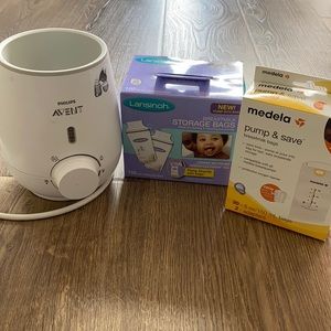 Bundle/Lot of Breastmilk Storage Bags & Philips Avent Bottle Warmer